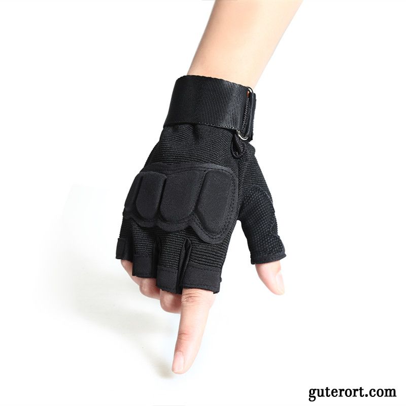 Handschuhe Herren Fitness Taktiken Student Halber Finger Sport Schwarz