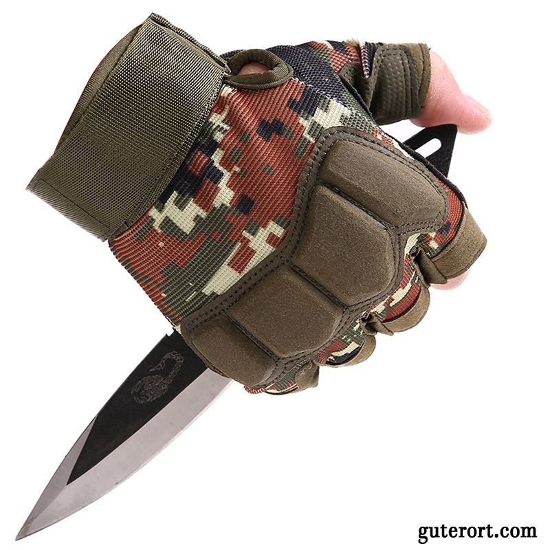 Handschuhe Herren Halber Finger Wander Rutschfest Taktiken Outdoor Sommer Camouflage