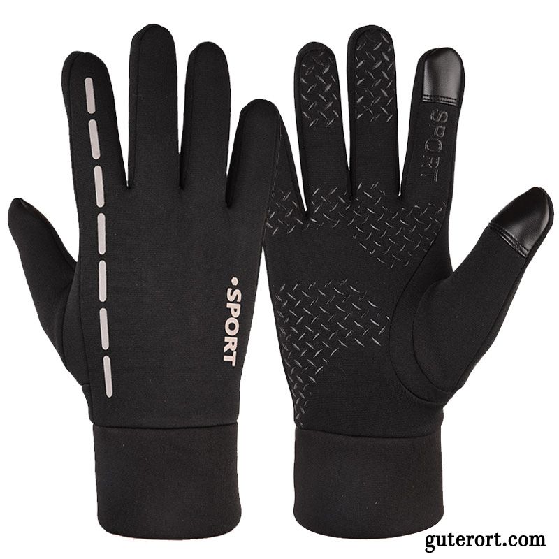 Handschuhe Herren Laufen Winddicht Winter Samt Sport Wander Blau