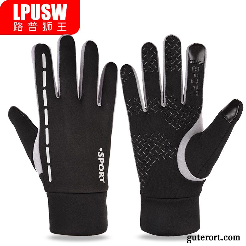 Handschuhe Herren Laufen Winddicht Winter Samt Sport Wander Blau