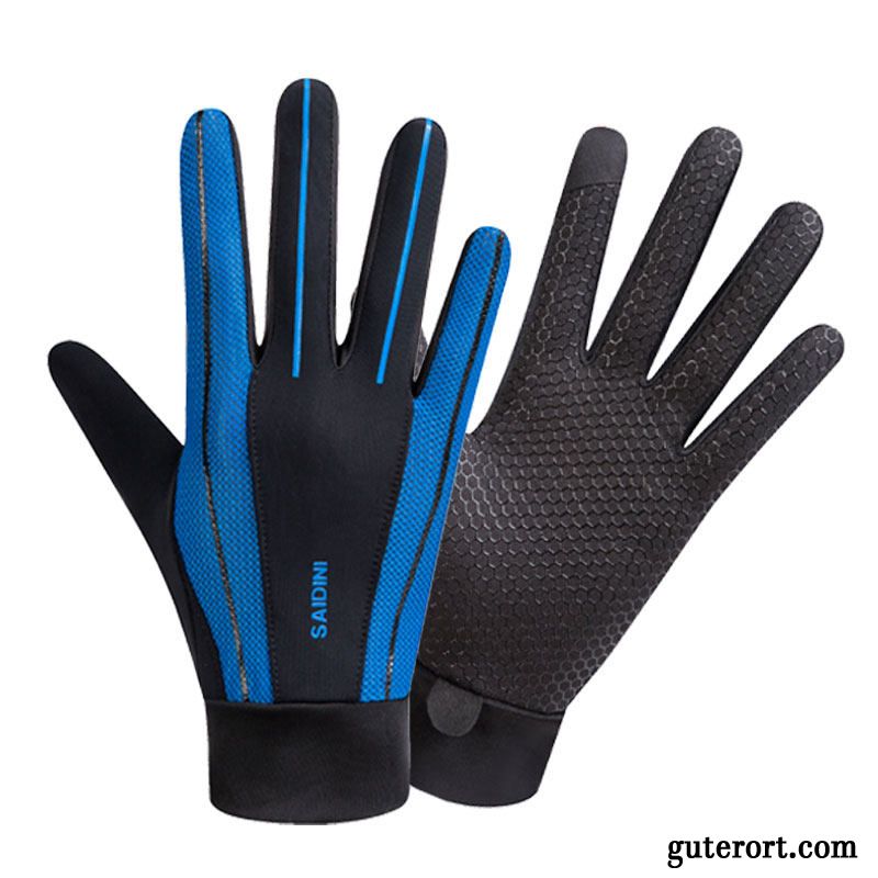 Handschuhe Herren Outdoor Atmungsaktiv Wander Reiten Sommer Touchscreen Blau