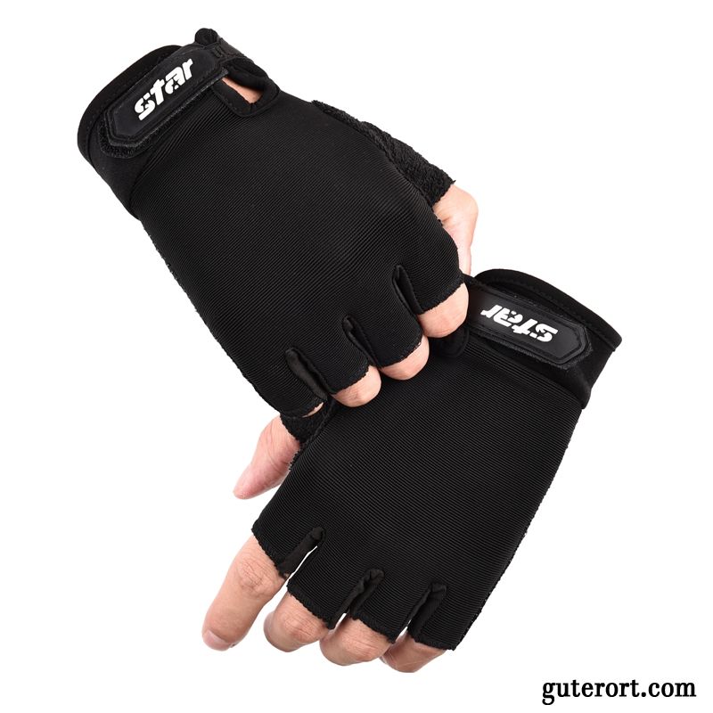 Handschuhe Herren Persönlichkeit Sport Mode Halber Finger Kinder Rutschfest Schwarz