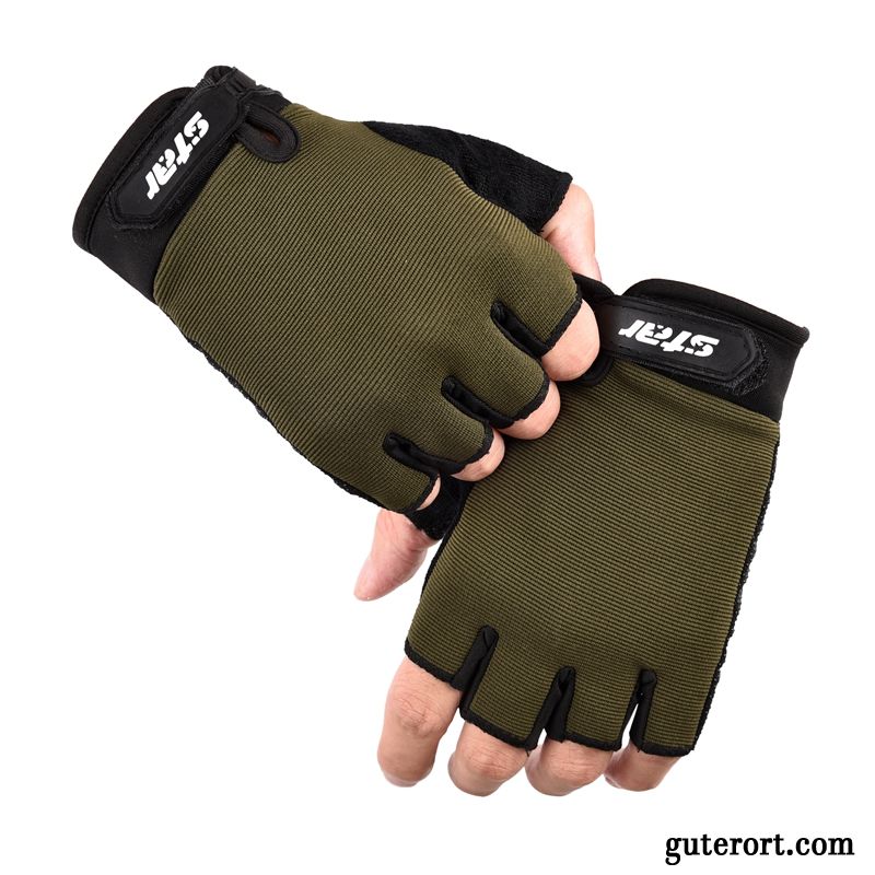 Handschuhe Herren Persönlichkeit Sport Mode Halber Finger Kinder Rutschfest Schwarz