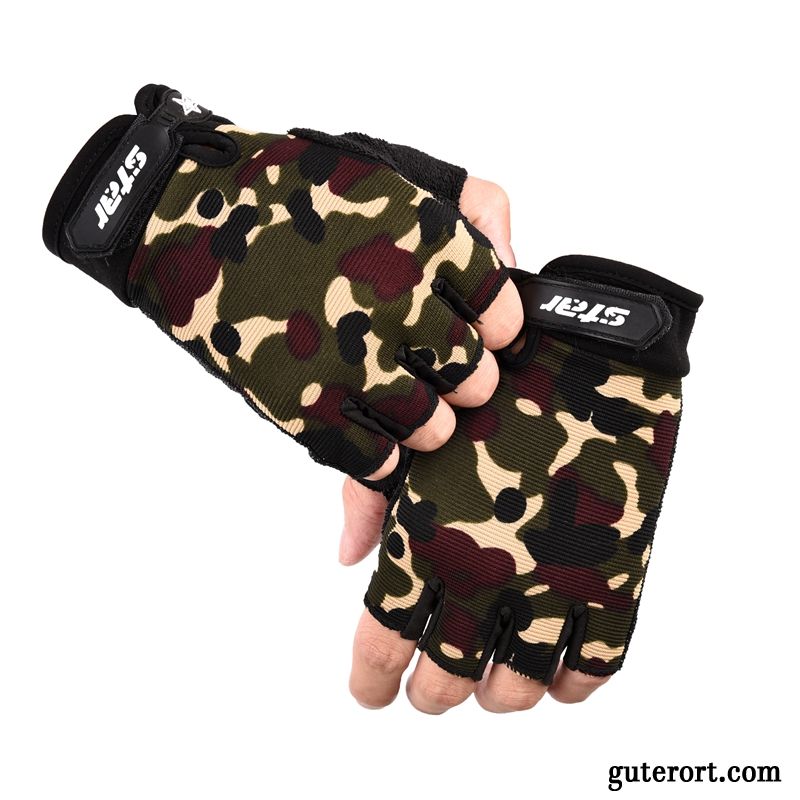 Handschuhe Herren Persönlichkeit Sport Mode Halber Finger Kinder Rutschfest Schwarz