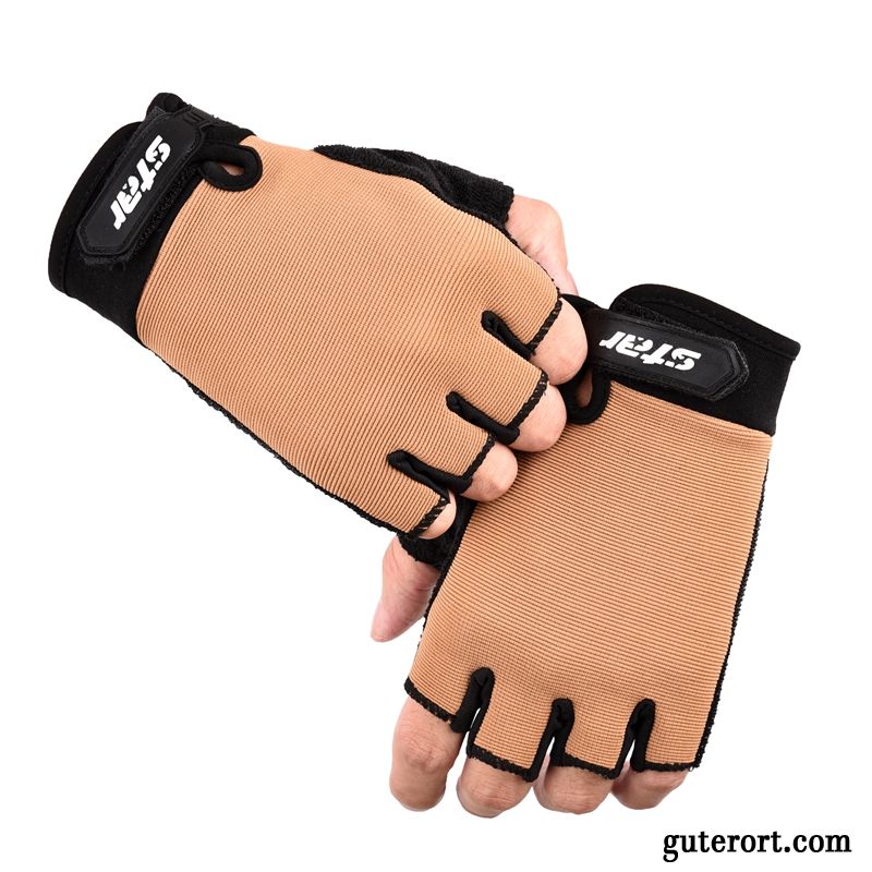 Handschuhe Herren Persönlichkeit Sport Mode Halber Finger Kinder Rutschfest Schwarz