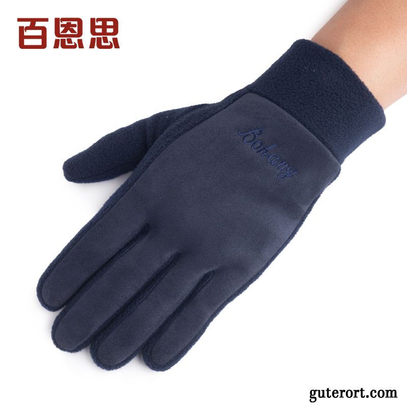 Handschuhe Herren Reiten Samt Winter Fünf Finger Herbst Damen Grau