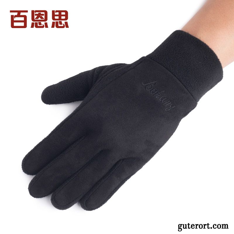 Handschuhe Herren Reiten Samt Winter Fünf Finger Herbst Damen Grau