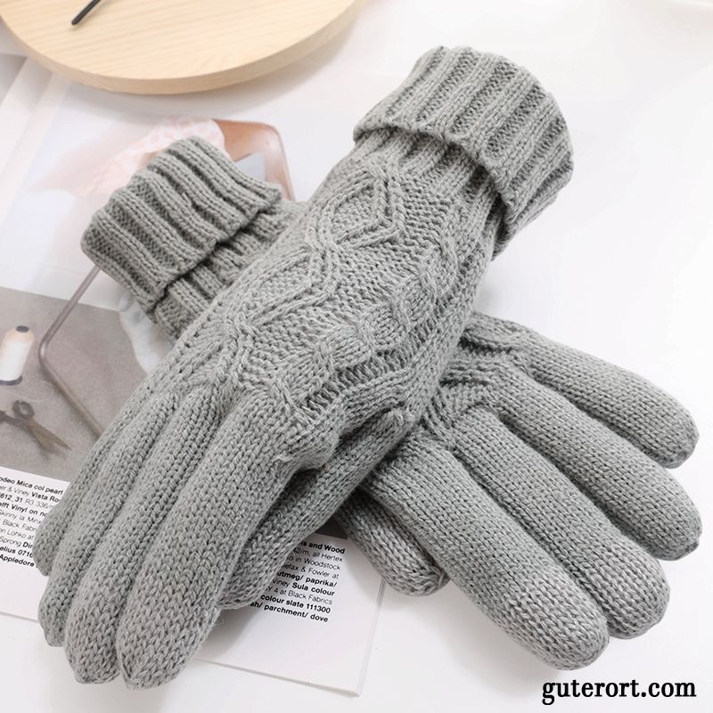 Handschuhe Herren Trend Dicke Damen Stricken Student Samt Khaki