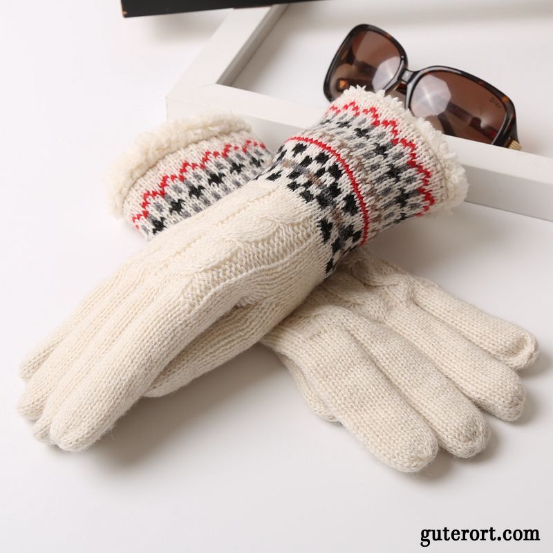 Handschuhe Herren Trend Stricken Student Samt Winter Fahrrad Fahren Grau