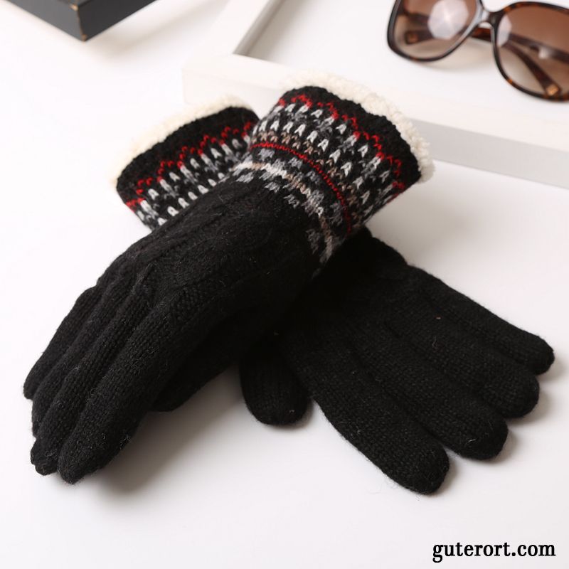 Handschuhe Herren Trend Stricken Student Samt Winter Fahrrad Fahren Grau