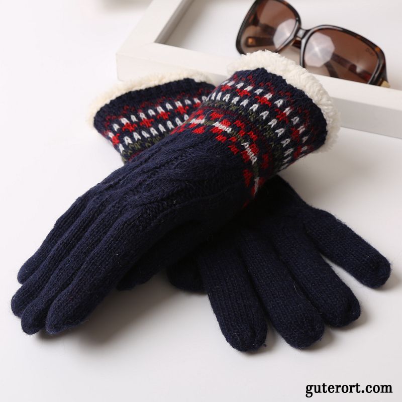 Handschuhe Herren Trend Stricken Student Samt Winter Fahrrad Fahren Grau