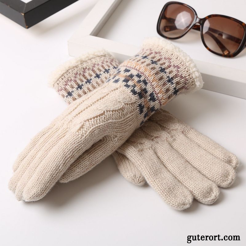 Handschuhe Herren Trend Stricken Student Samt Winter Fahrrad Fahren Grau