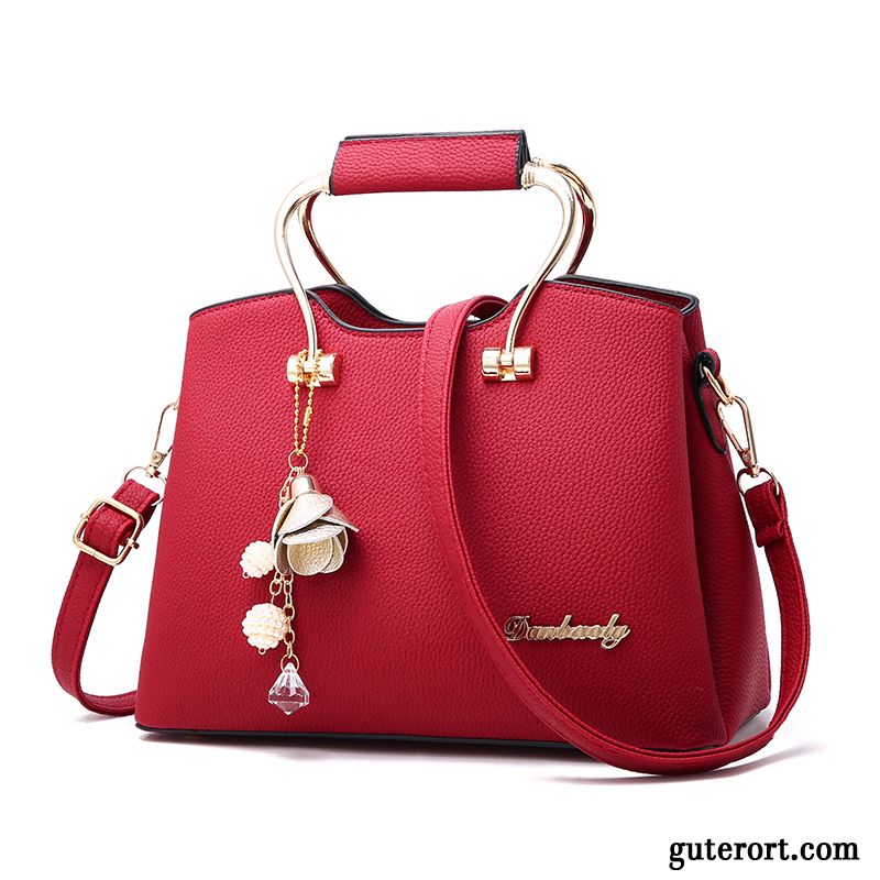 Handtaschen Damen All Match Einfach Elegante Umhängetasche Trend Neu Rosa Rot