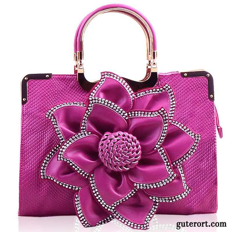 Handtaschen Damen Blumen Neu Strasssteinen Groß Europe Große Tasche Rose Blau