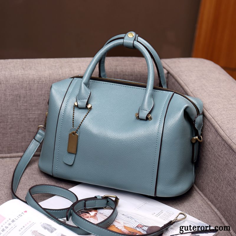 Handtaschen Damen Mode 2019 Rindsleder Kissen Echt Leder Neu Hellblau