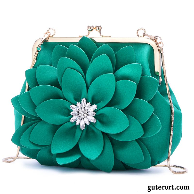 Handtaschen Damen Shell Strasssteinen Clutch Kette Große Kapazität 2019 Grün