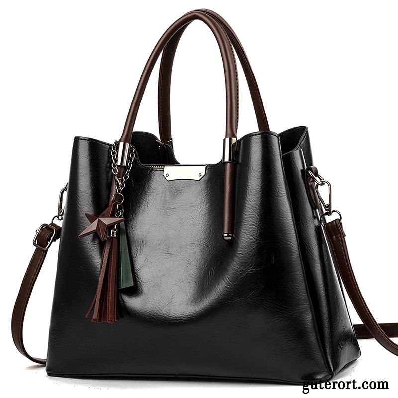 Handtaschen Damen Umhängetasche 2019 Mode Retro Große Tasche Frühling Braun