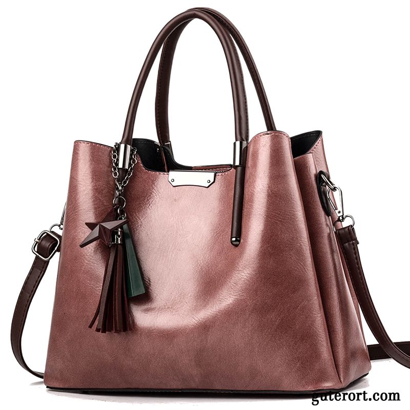 Handtaschen Damen Umhängetasche 2019 Mode Retro Große Tasche Frühling Braun