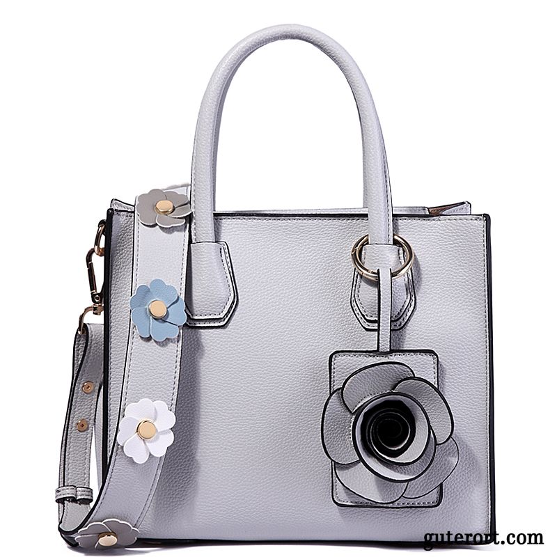 Handtaschen Damen Weiches Leder Jeden Tag Stern Blumen Umhängetasche Tote Grün