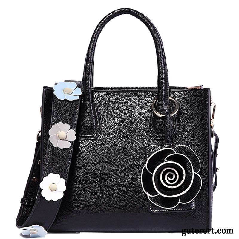 Handtaschen Damen Weiches Leder Jeden Tag Stern Blumen Umhängetasche Tote Grün