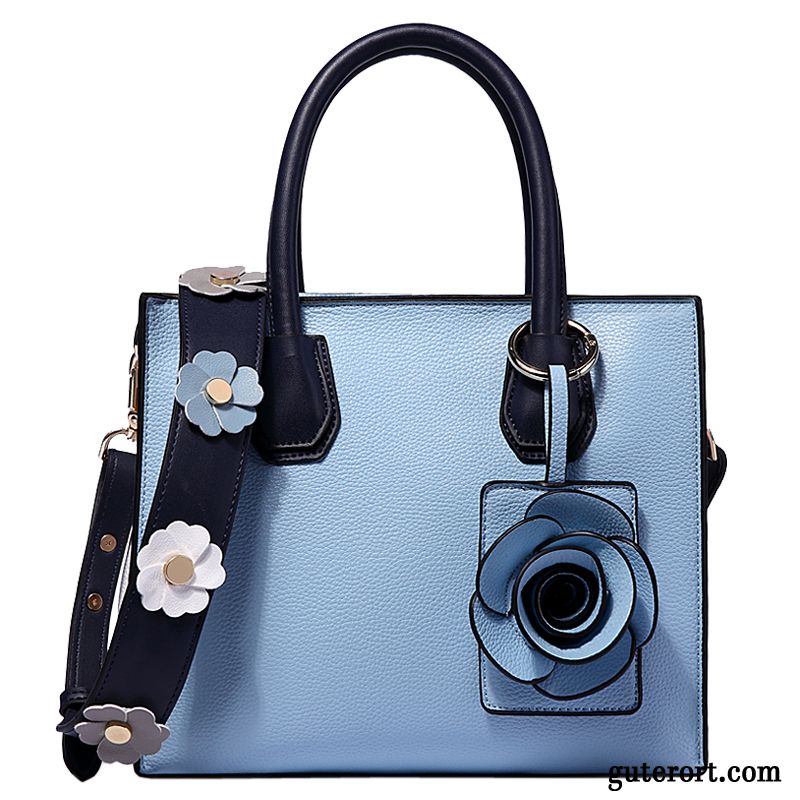 Handtaschen Damen Weiches Leder Jeden Tag Stern Blumen Umhängetasche Tote Grün