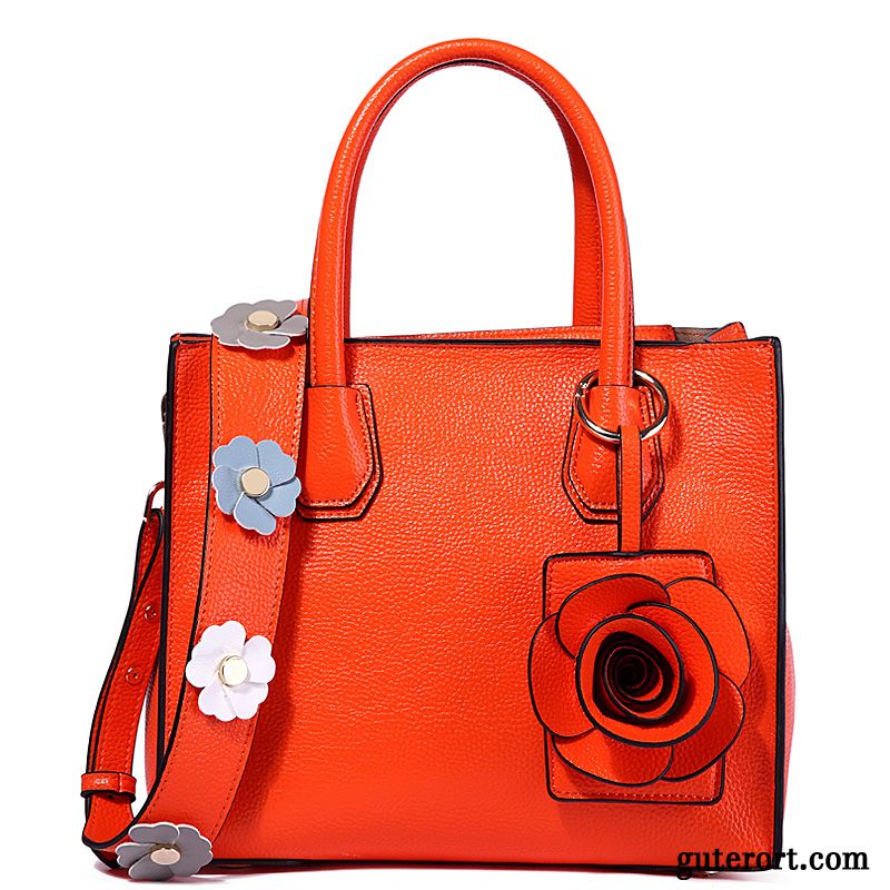 Handtaschen Damen Weiches Leder Jeden Tag Stern Blumen Umhängetasche Tote Grün