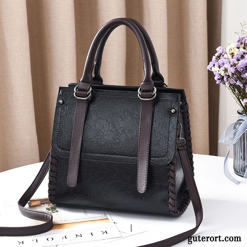 Handtaschen Damen Winter Mode Umhängetasche Herbst Große Kapazität Retro Schwarz