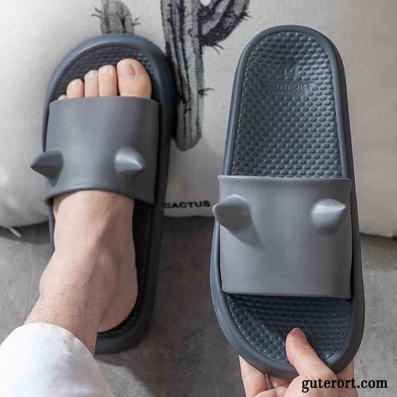 Hausschuhe Herren Dicke Sohle Pantolette Weiche Sohle Rutschsicher Sommer Blau