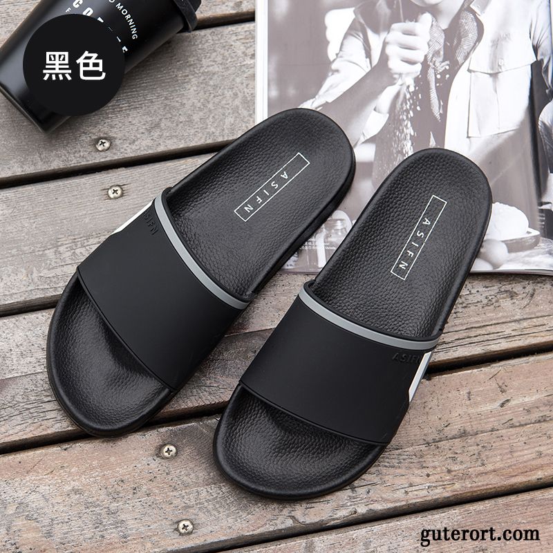 Hausschuhe Herren Pantolette Trend Mode Weiche Sohle Sommer Rutschsicher Schwarz