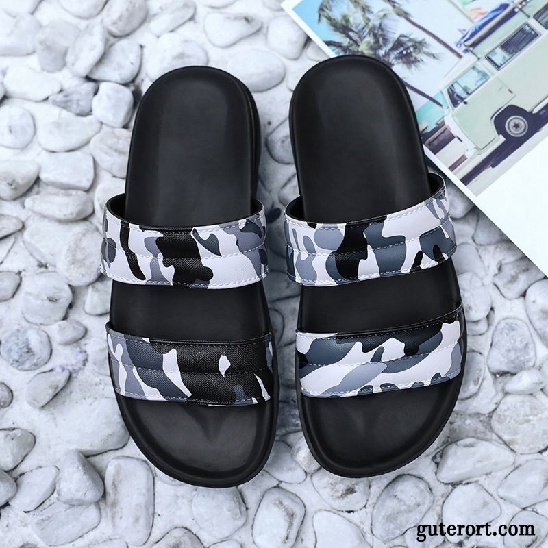 Hausschuhe Herren Pantolette Trend Neue Europa Dicke Sohle Sommer Camouflage Schwarz