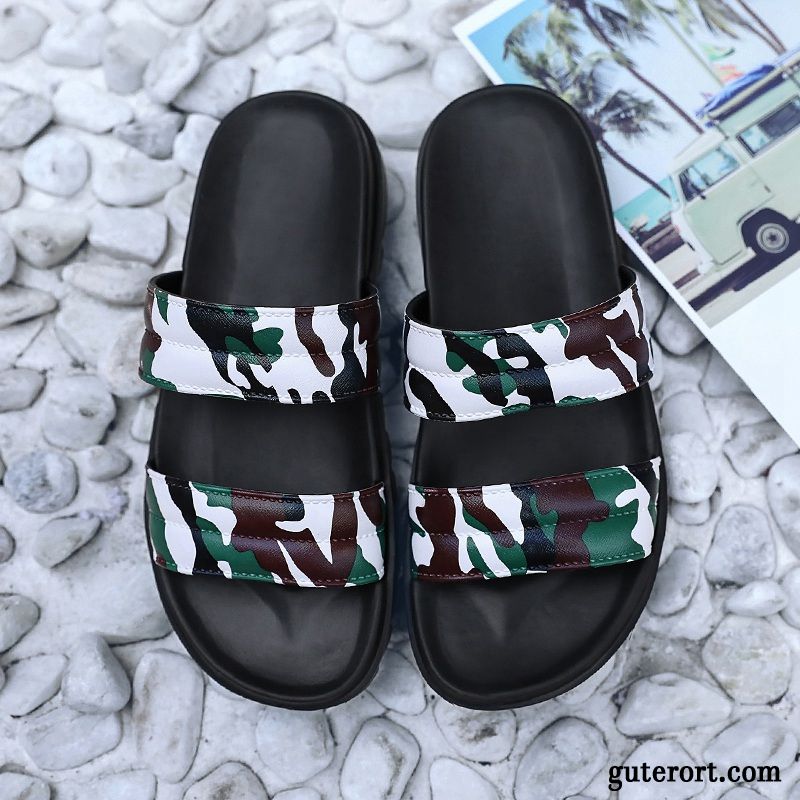 Hausschuhe Herren Pantolette Trend Neue Europa Dicke Sohle Sommer Camouflage Schwarz