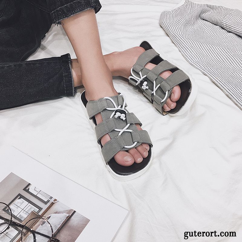 Hausschuhe Herren Rutschsicher Sandalen Trend Europa Mode Schüler Sandfarben Schwarz