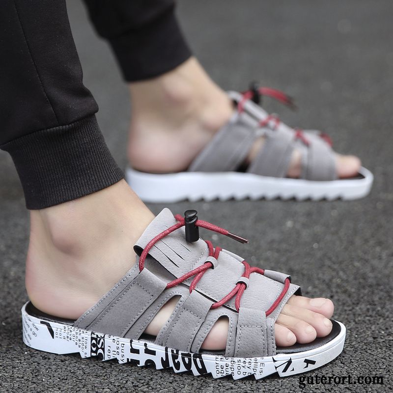 Hausschuhe Herren Rutschsicher Trend Sandalen Persönlichkeit Europa Sommer Sandfarben Gelb