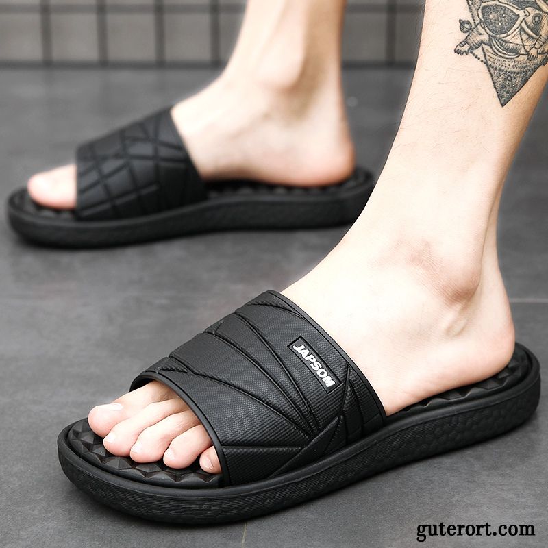 Hausschuhe Herren Rutschsicher Weiche Sohle Pantolette Große Größe Casual Sommer Schwarz