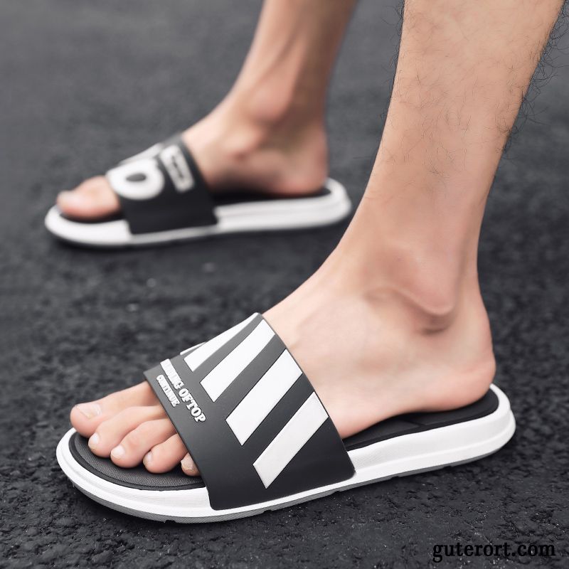 Hausschuhe Herren Sommer Neue Draussen Pantolette Casual Trend Sandfarben Schwarz