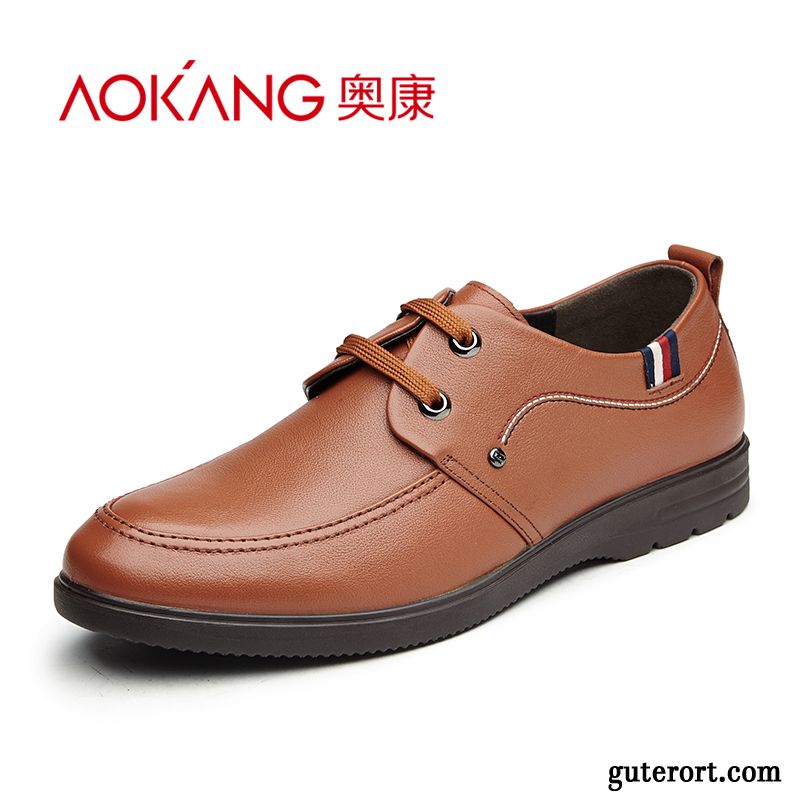 Herbst Schuhe Herren Lederschuhe Gelb, Klassische Schuhe Herren Billig