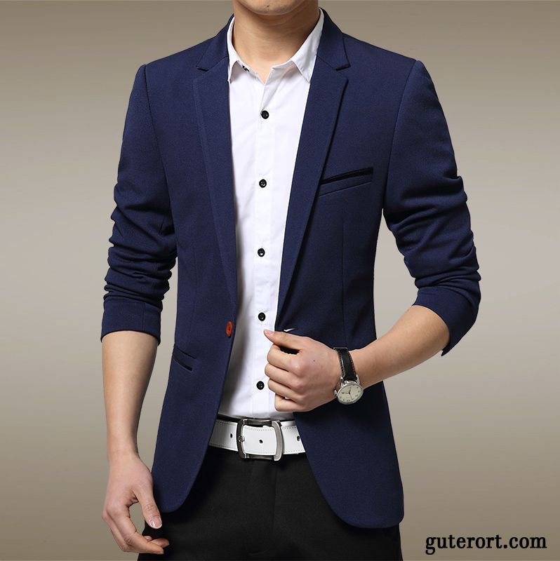 Herren Blazer Blau Lachsrosa, Slim Fit Anzüge Günstig Billig