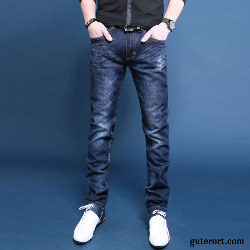 Herren Jeans Knopfleiste Billig, Herren Jeans Loose Fit Meeresgrün