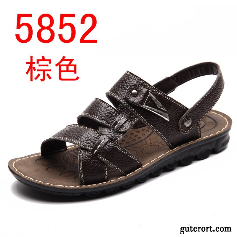 Herren Latschen Leder Lachsrosa, Outdoor Sandalen Männer Verkaufen