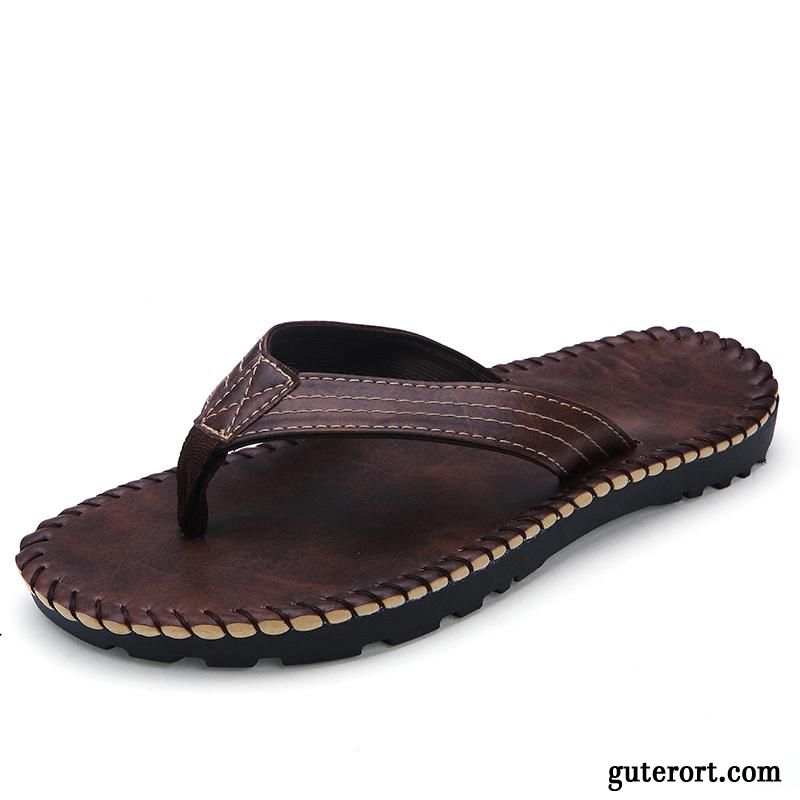 Herren Pantoffeln Leder, Pantoffeln Herren Leder Hausschuhe Dunkel