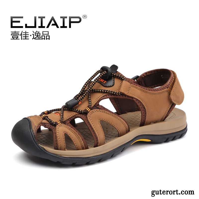 Herrenschuhe Sommer Orangenfarbig, Trekkingsandalen Herren Wasserfest Billig