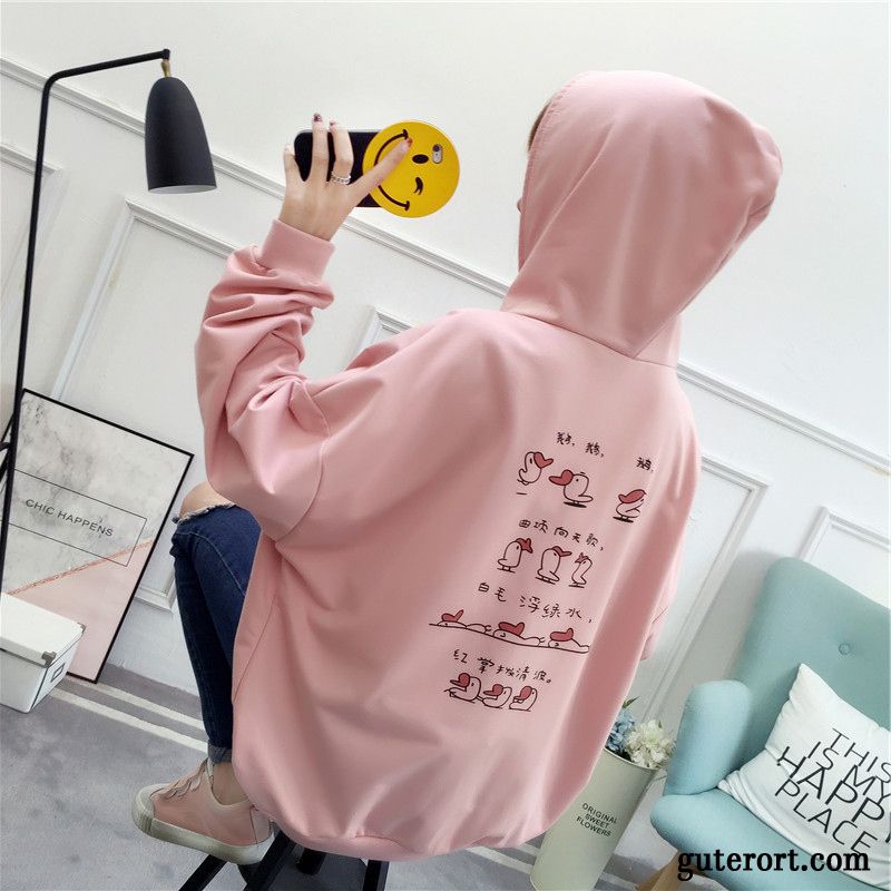 Hoodie Damen Dünn Hoodies Europa Trend Feder Lange Ärmel Rot