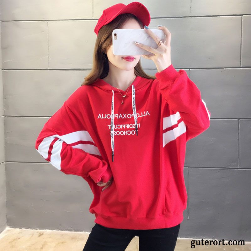 Hoodie Damen Europa Mantel Überzieher Herbst Schüler Hoodies Rot