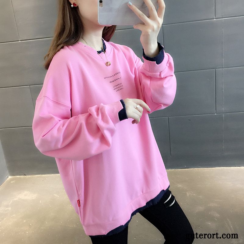 Hoodie Damen Herbst Mantel Ultra Neu Feder Lange Ärmel Weiß