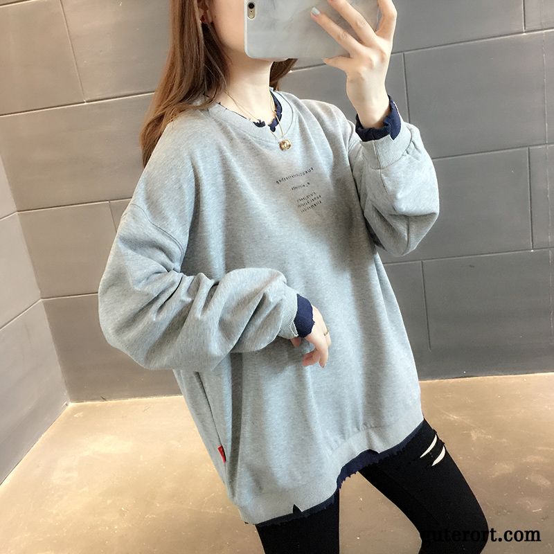 Hoodie Damen Herbst Mantel Ultra Neu Feder Lange Ärmel Weiß