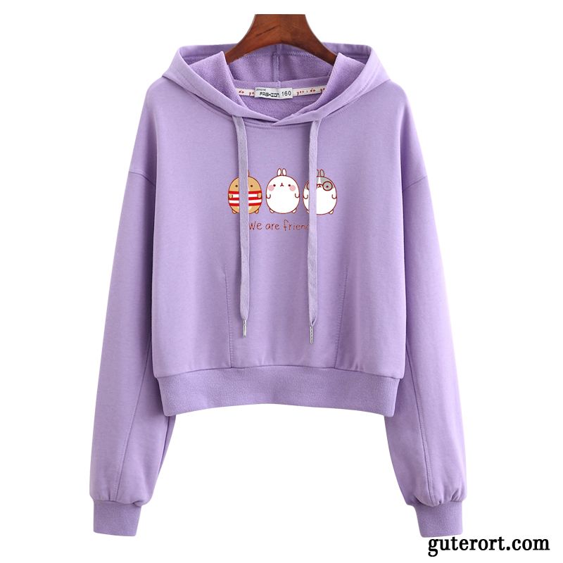 Hoodie Damen Hoodies Allgleiches Dünn Kurzer Absatz Feder Mit Kapuze Purpur Lila