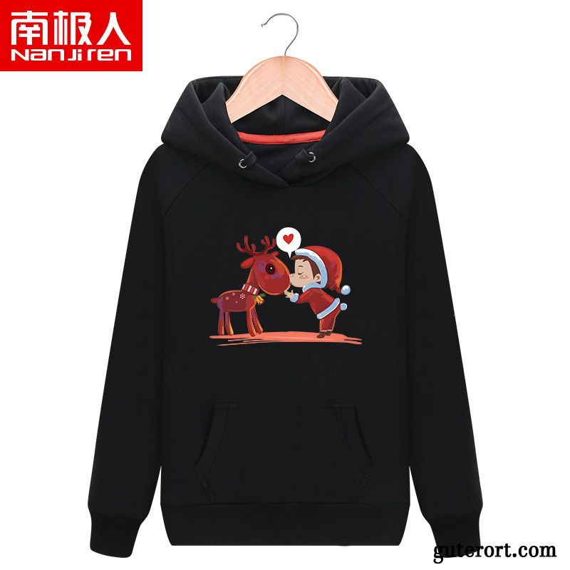 Hoodie Damen Hoodies Mit Kapuze Europa Plus Samt Karikatur Winter Weiß