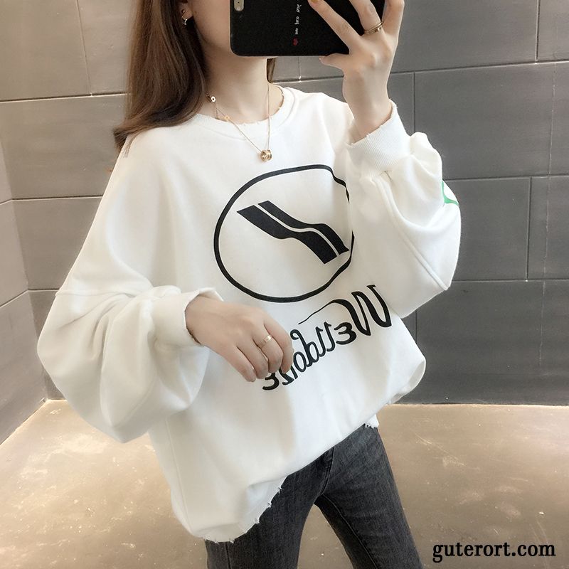 Hoodie Damen Neu Herbst Allgleiches Hoodies Überzieher Trend Weiß