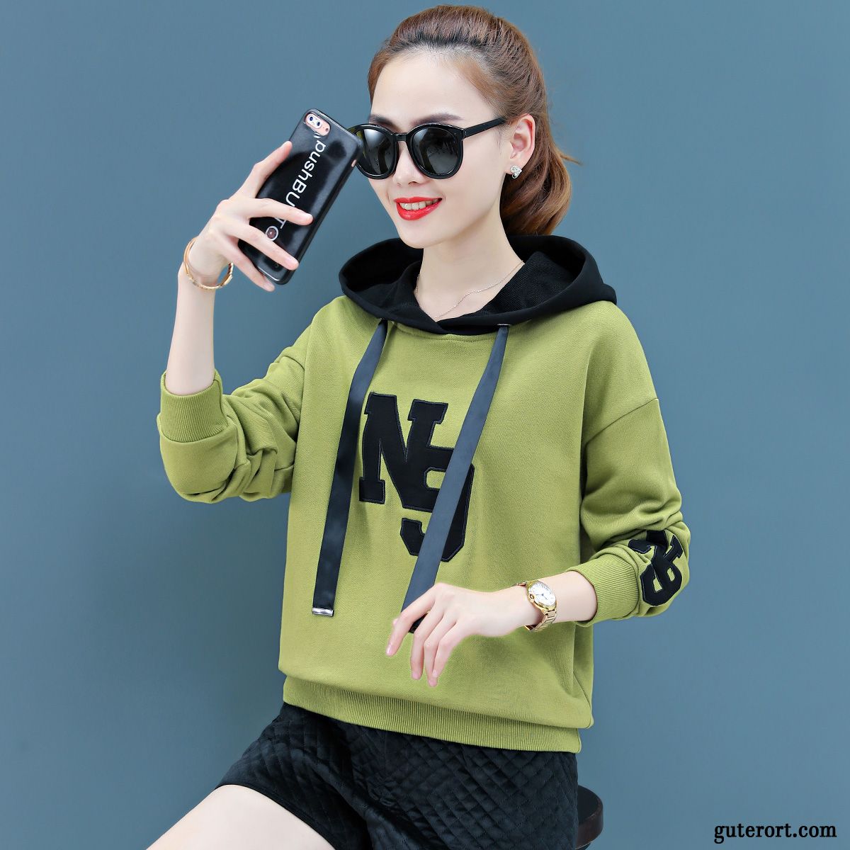 Hoodie Damen Trend Mode Herbst Mantel Hoodies Lose Rot