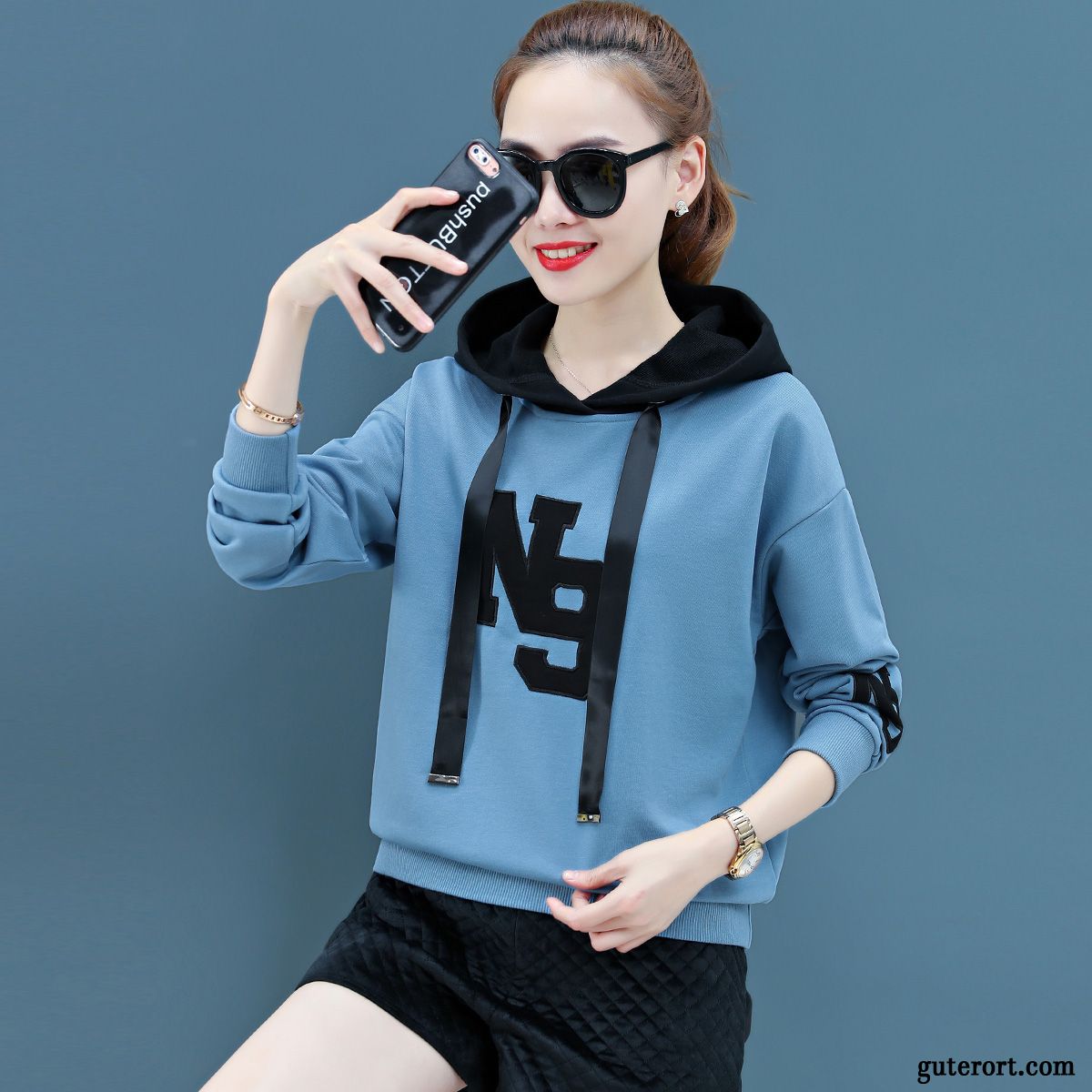 Hoodie Damen Trend Mode Herbst Mantel Hoodies Lose Rot